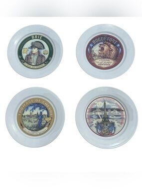 Vintage Restoration Hardware 2002 French Cheese Plates Set of 4 Paris Decor 8”